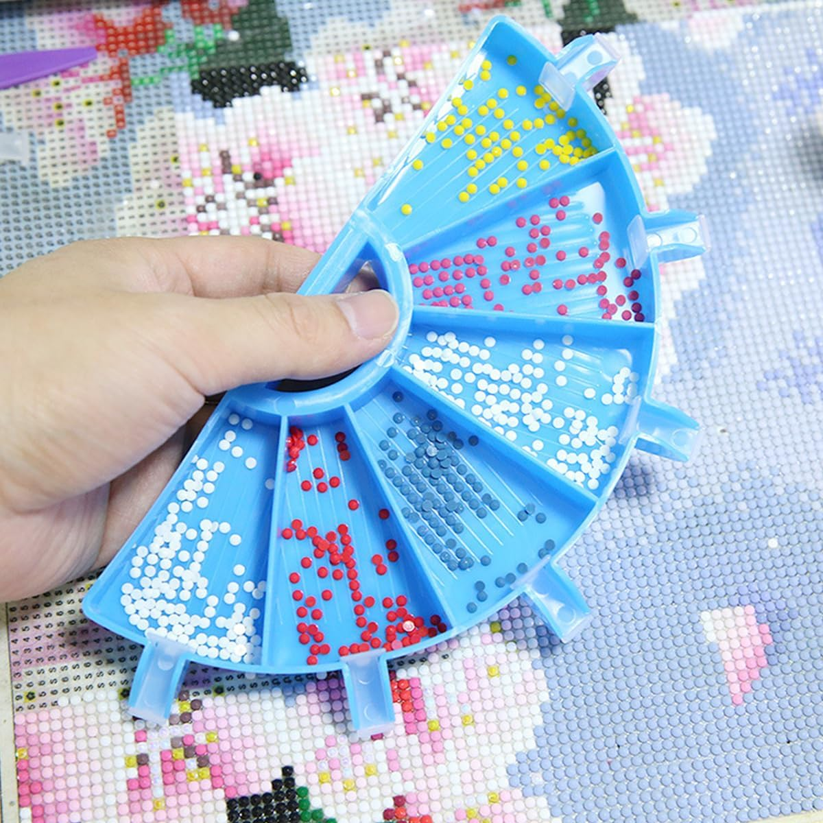 NUZAMAS Diamond Painting Trays Organizer Diamond Painting Tools Diamond Art Accessories with Trays and Pens Rhinestone Tray Sorter for DIY Art Craft Supplies (Blue) image number 1