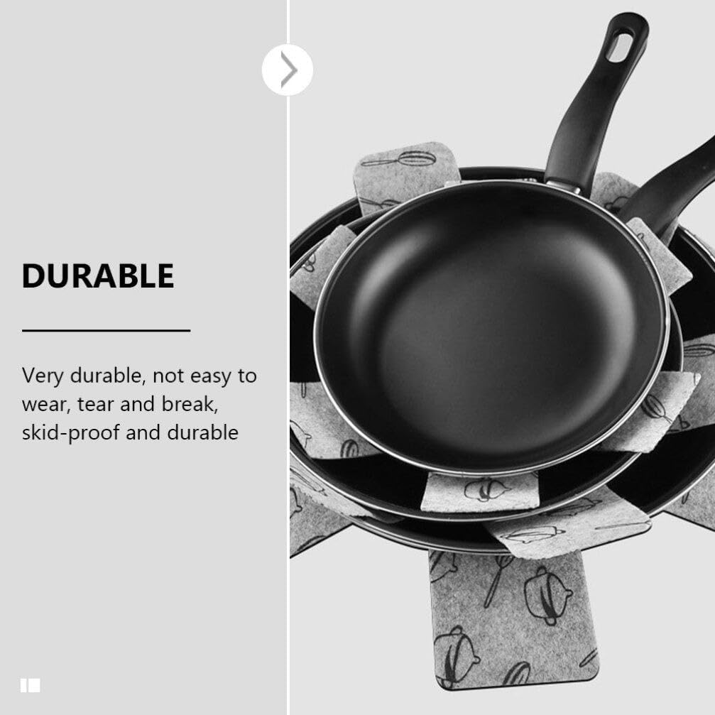 Anneome 6Pcs Non Woven Pot and Pan Protector Pads Kitchen Cookware Protectors Insulation Table Mats Prevent Scratching Damage for Pots and Pans image number 2