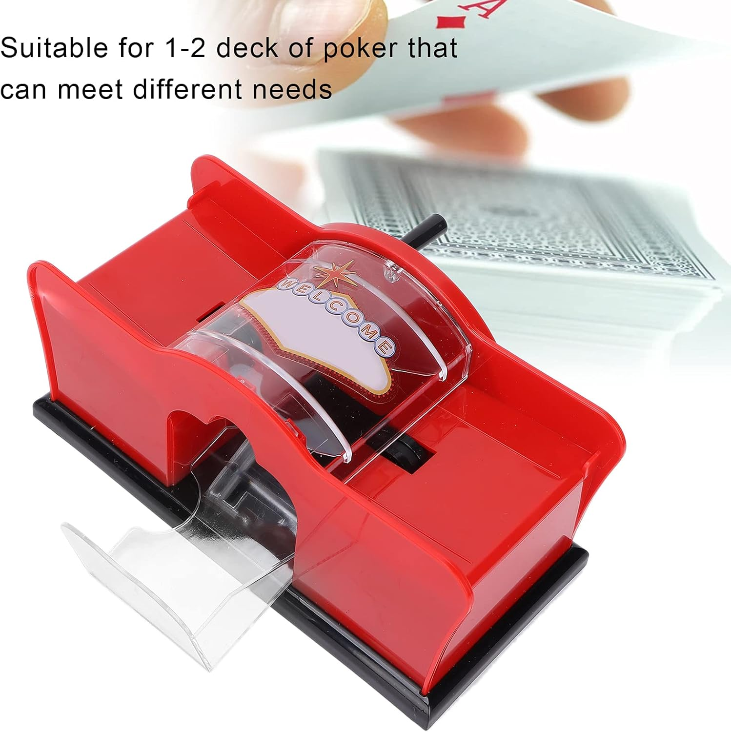 Casino Card Manual Shuffler, Card Shuffler Mute Safe Firm Sturdy Wear Resistant Portable Compact for Men Women for Family Gathering for Home Office - Red image number 2