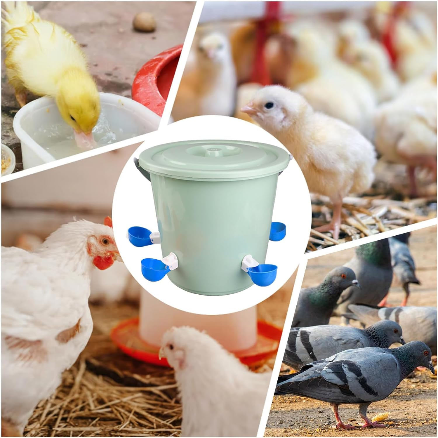 8 Pack Automatic Chicken Waterer Cups, DIY Chicken Waterer Poultry Water Feeder Kit,Suitable for Chicks, Duck, Quail, Turkey(Blue) image number 1