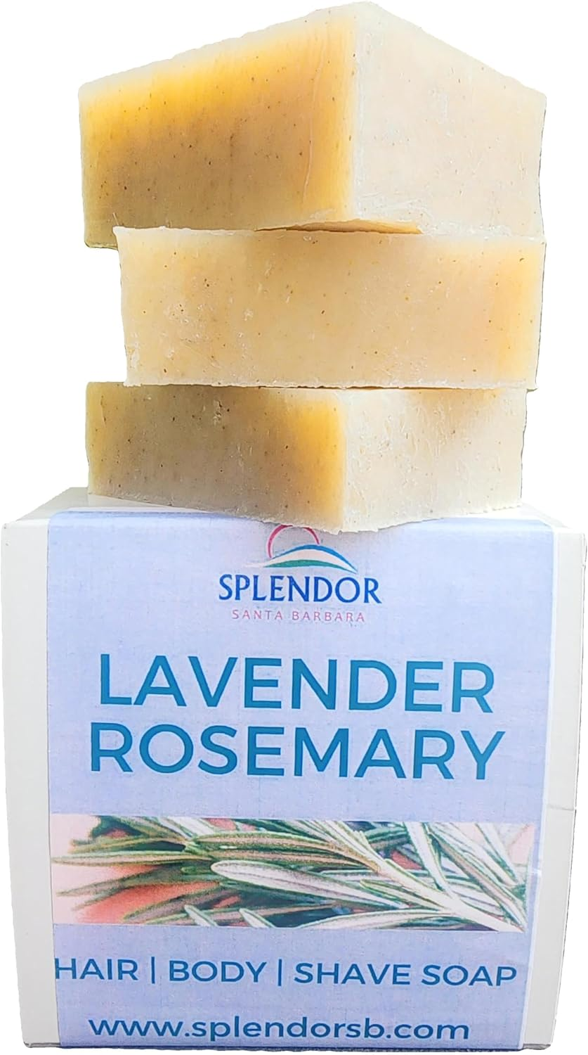 Lavender Rosemary Leaf (10.5 Oz) - Pure Coconut Oil Soap for Calm Focus. Handmade, Moisturizing, Natural, Vegan with Essential Oils, Organic Spirulina, Alkanet Root and Garden Rosemary Leaf image number 3