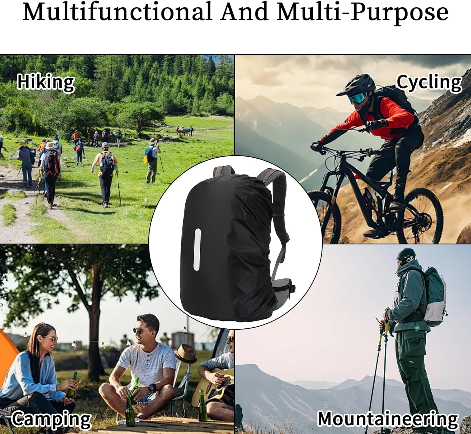 Waterproof Backpack Rain Cover, Ultralight Rucksack Rain Cover with Reflective Strip & Anti-Slip Cross Buckle Straps & Storage Pouch for Hiking Camping Outdoor Traveling image number 4