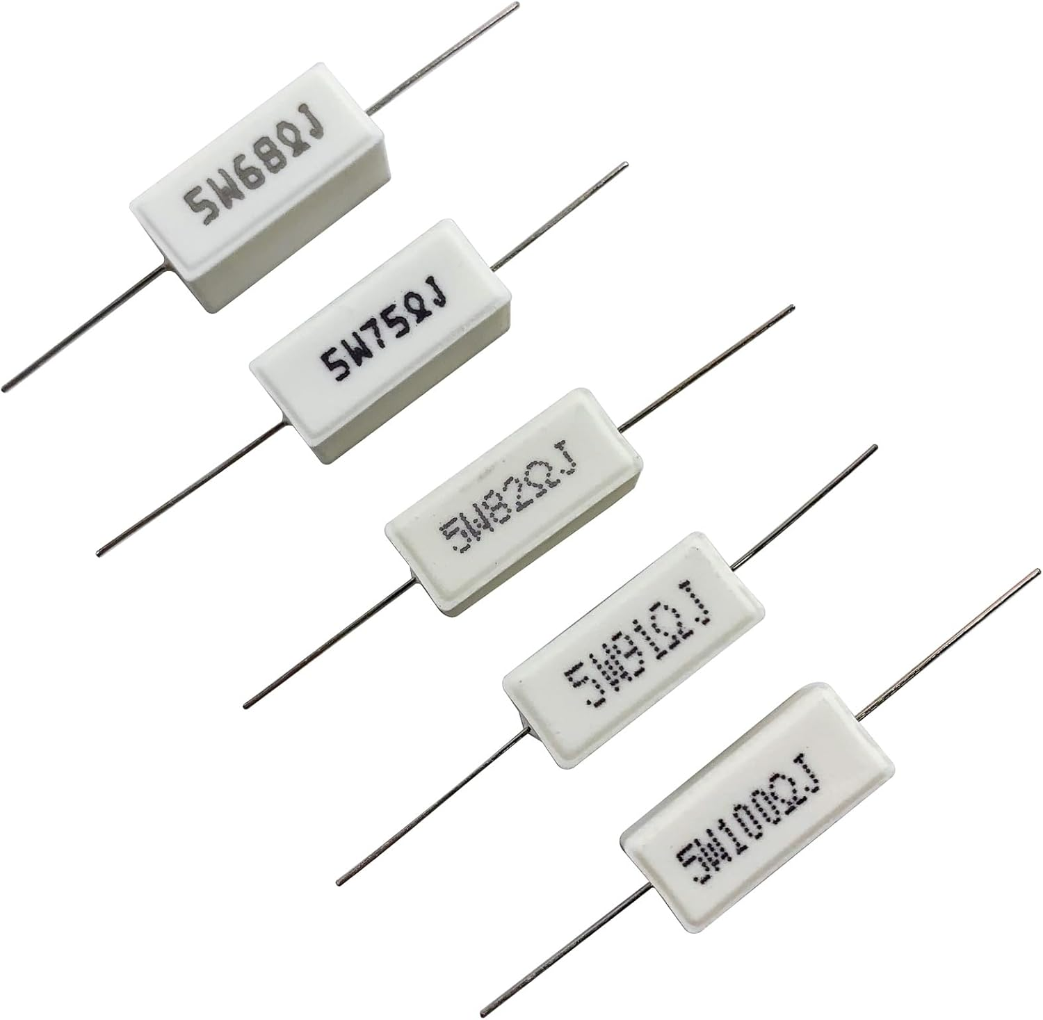 30 Values 60 Pieces Ceramic Cement Resistor KIT 5W Resistance 5 Watt &plusmn;5% Power Resistors (0.01 Ohm - 100 Ohm) image number 1