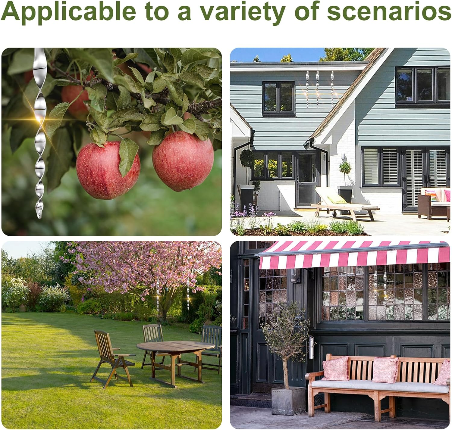 OFFO Large Bird Deterrent Scarer Rods, 40Cm(15.7 Inches) Reflective Bird Repellent Device Outdoor Bird Scarer to Keep Pigeon and Woodpecker Away from Garden or Yard, 10 Pcs,Silver image number 6