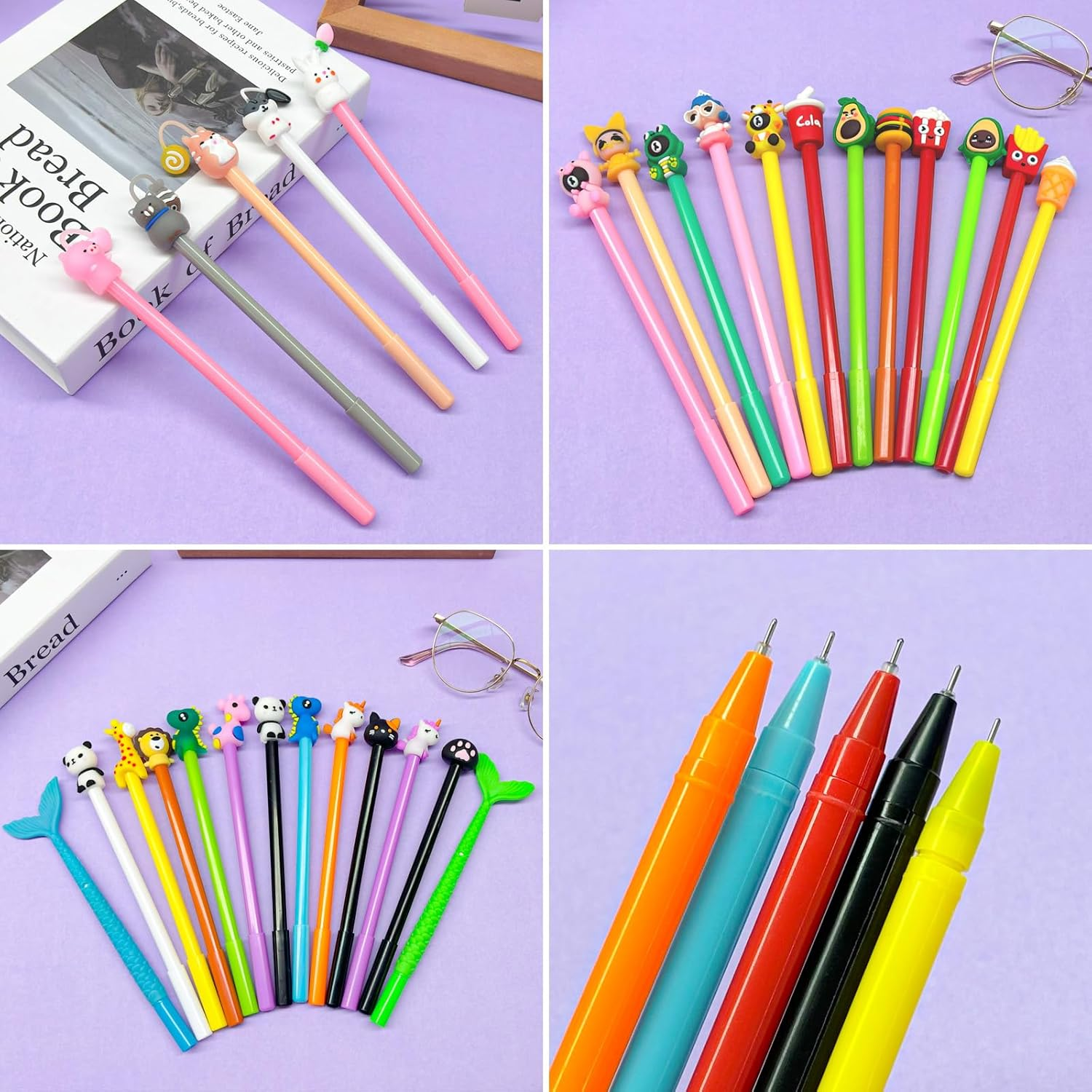 Taefuhnn 30 Pcs Novelty 0.5 Mm Gel Black Ink Pens Bulk for Kids, Assorted Cute Cartoon Animal Gel Ink Pens for Kids Party Favors Bag Fillers, Fun Gel Ink Pens for School Supplies Classroom