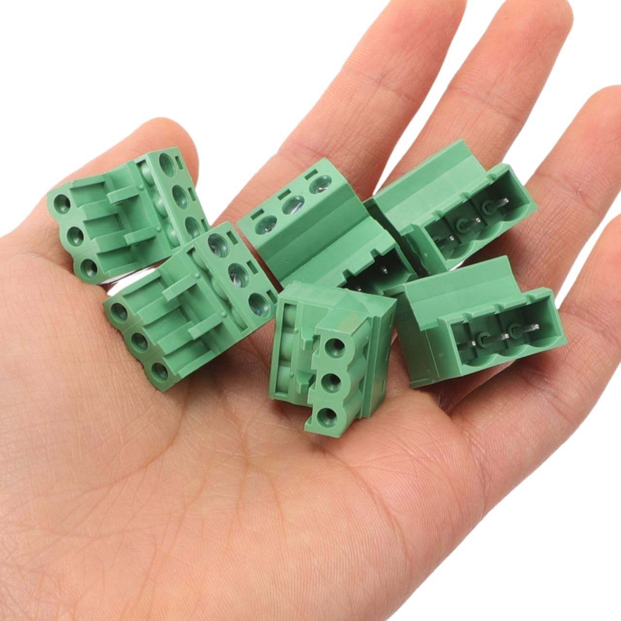 Zerodeko 20Pcs Dual Row Plug Terminal Block Connectors, Screw Terminal Strip for Electrical Wiring, 3-Pole PCB Mount with Bus Bar, 5.08Mm Pitch for Quick and Secure Wiring Connections image number 5