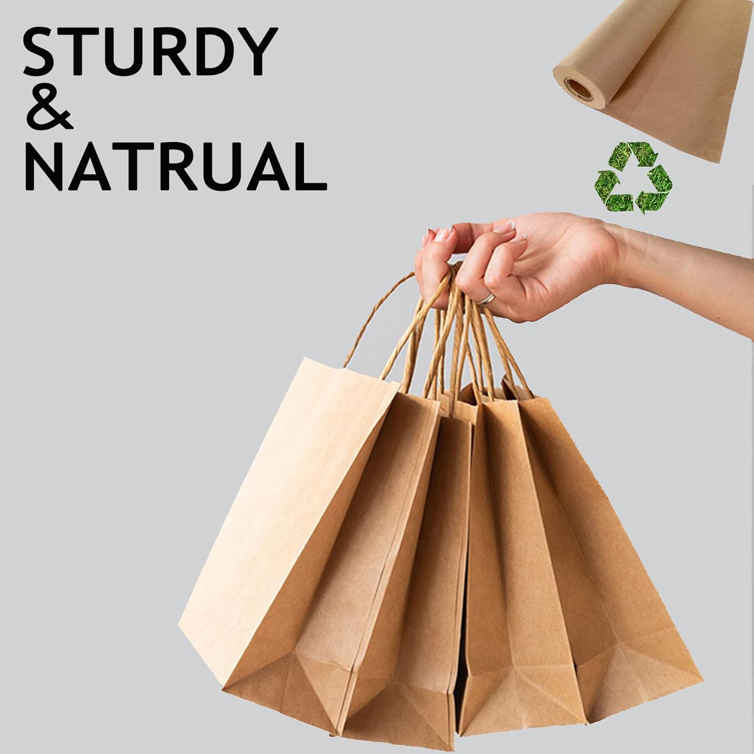 Ekvinor Kraft Paper Gift Bags with Handles - 21X11X27Cm 25Pcs Brown Shopping Bags for Parties, Favors, Businesses (Brown, 21X11X27Cm) image number 2