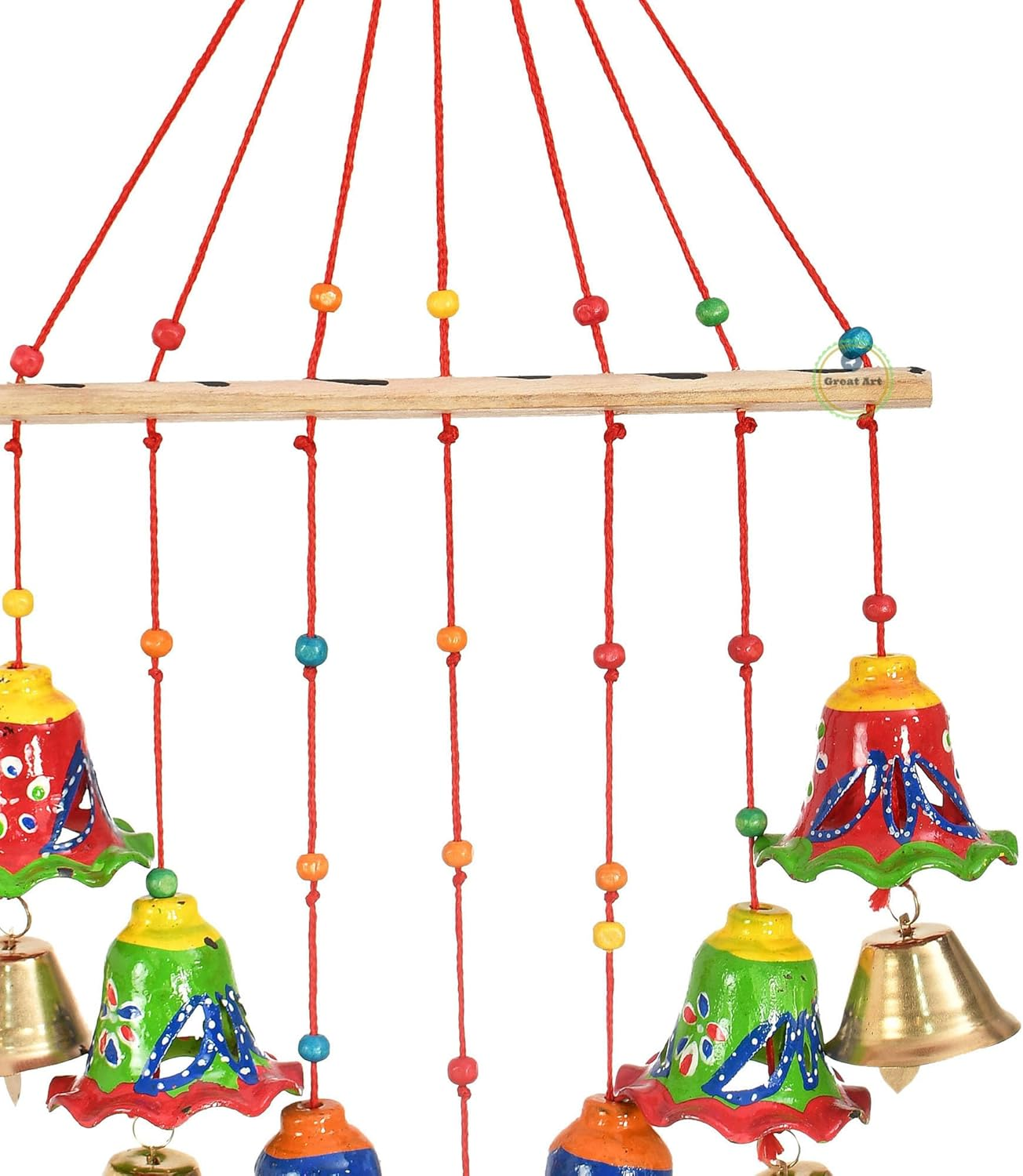 Pack of 1 Traditional Wall Door Hanging Lotus Latkan Toran with Bells - Main Door Entrance Pooja Room Home Temple Wedding Festival Decor - Diwali Decoration Items For image number 1