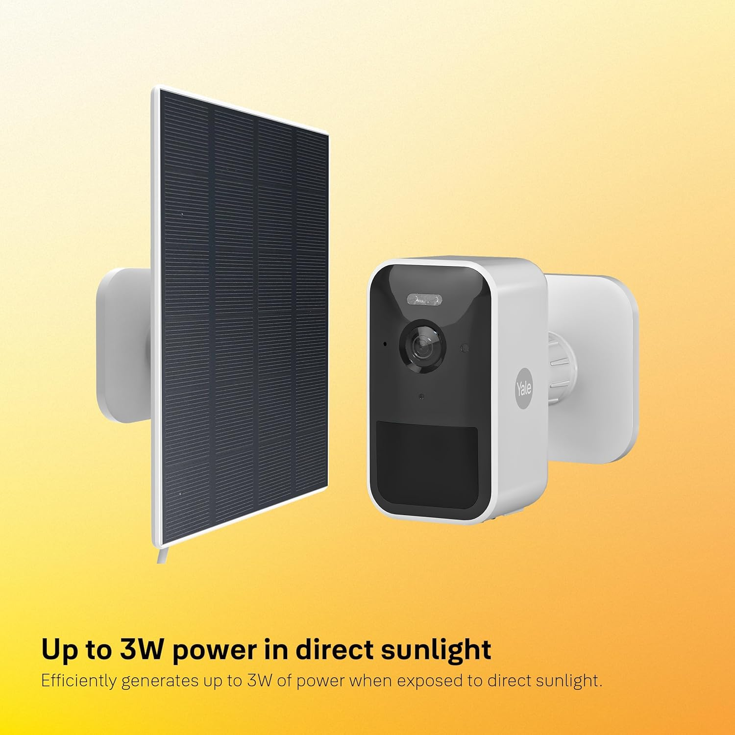 Yale - Solar Panel Charger - Outdoor Usage - up to 3W Power in Direct Sunlight - Easy Installation - 2M Cable - USB-C Connector - Accessory Compatible with Yale Smart Outdoor Camera image number 5