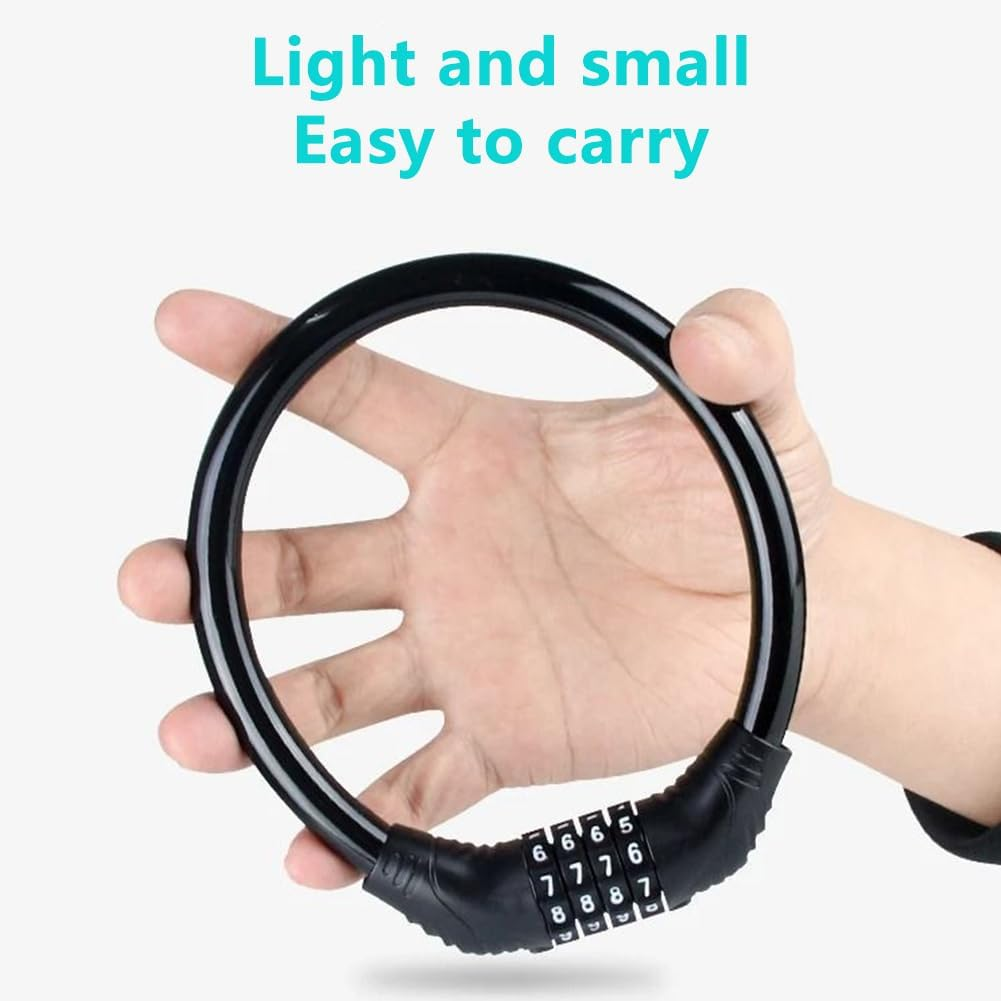 65CM Cable Lock, Combination Safety Code Cable Lock, Multiple Using Cable Lock (Black) image number 6