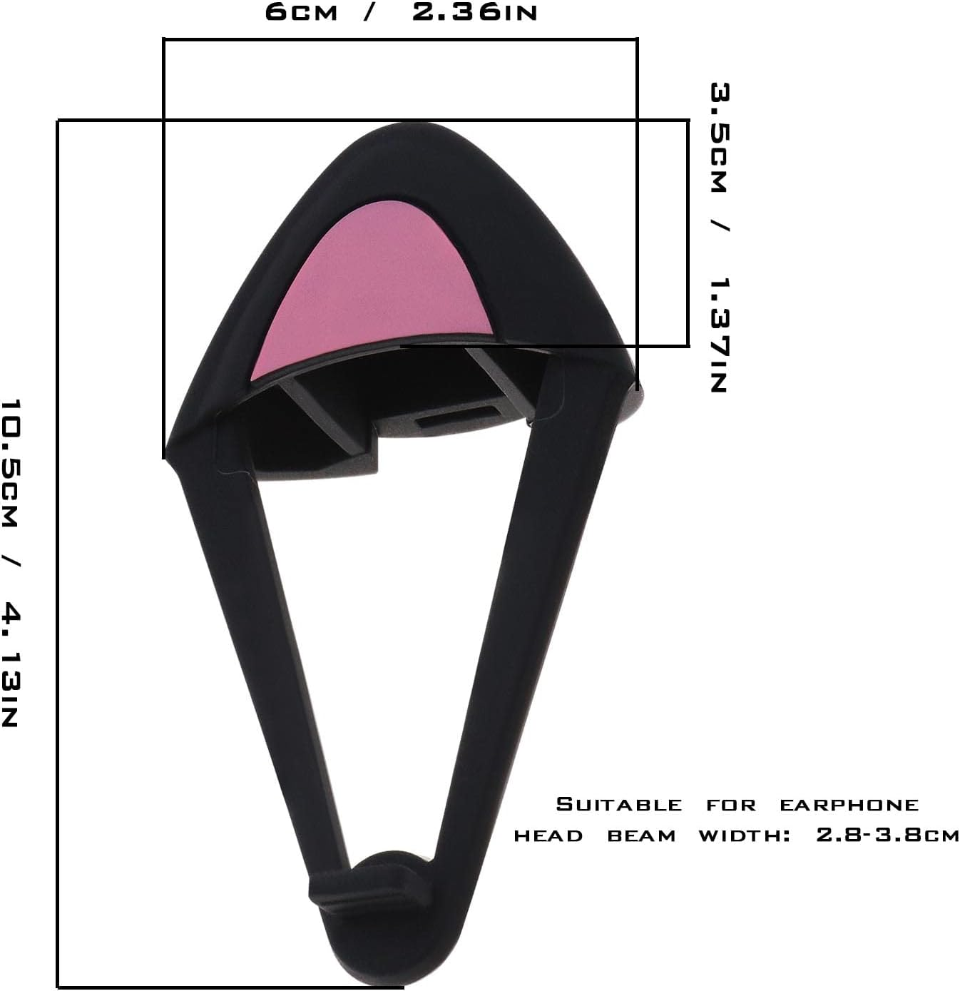 Emsea 1 Pair Silicone Cat Ears Over-Ear Headsets Cute Decoration Adjustable Straps Attachment Accessory for Video Live Gaming Headphones Black - White image number 3