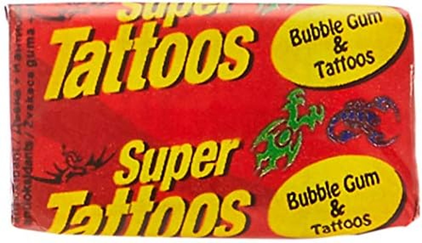 Super Tattoos Bubble Gum and Tattoos, 200 Pieces image number 1