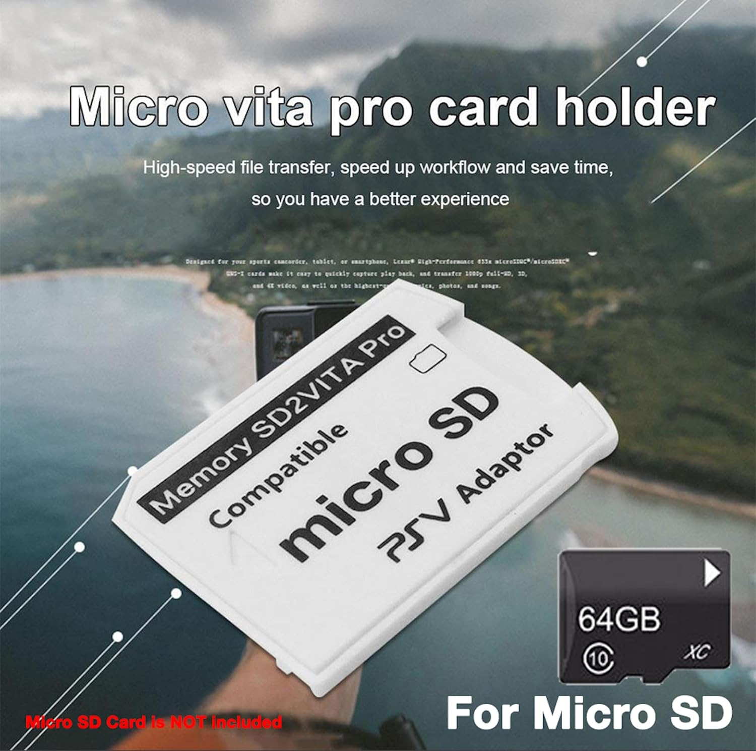 Sd2Vita 5.0 Memory Card Adapter for PS Vita - Ultimate Version Micro SD Adapter - Compatible with PS Vita 1000/2000 and PSTV - Supports FW 3.60 Henkaku Enso System image number 5