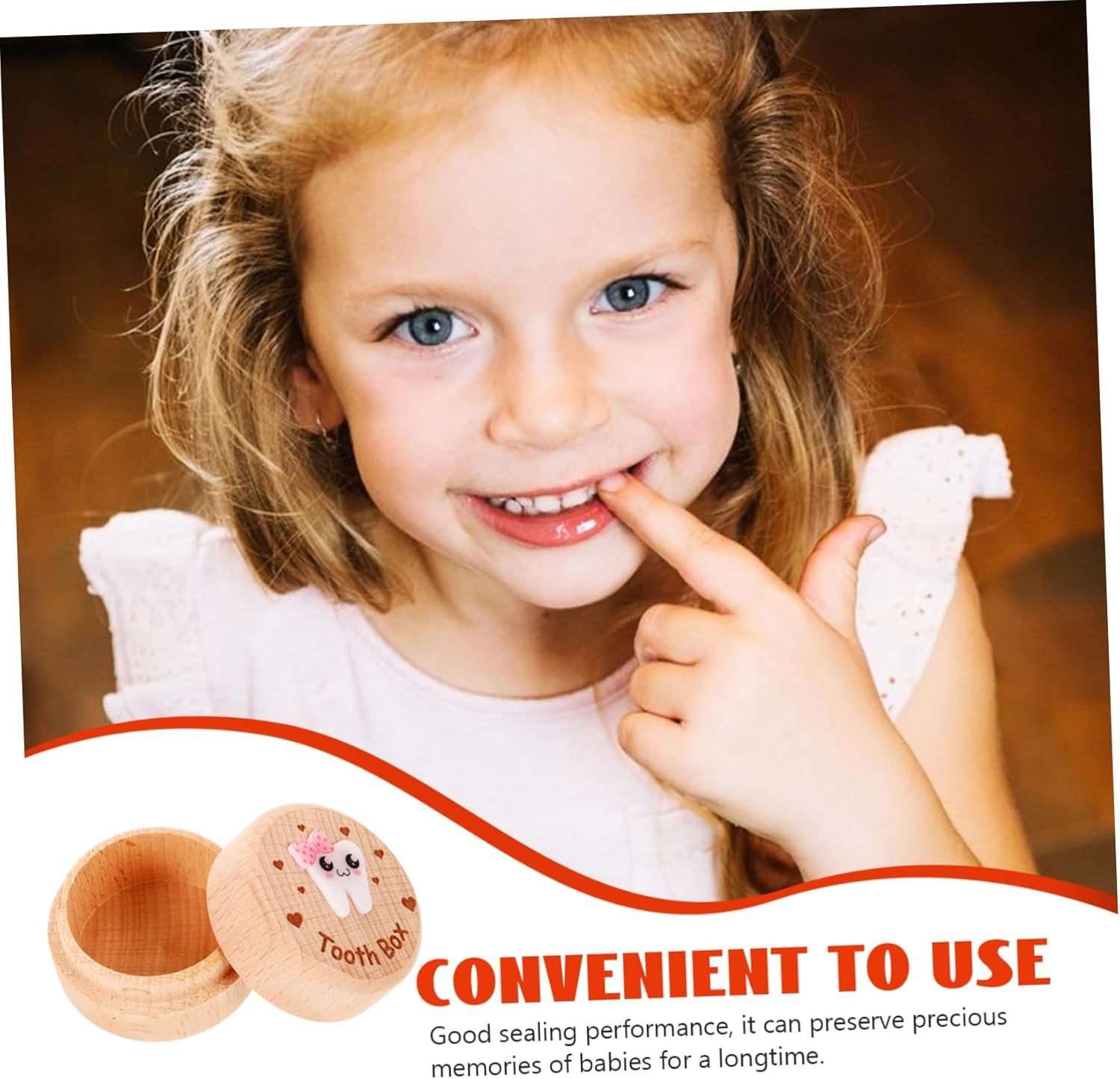 Cute Wooden Tooth Box Modern Tooth Fairy Keepsake Storage for Neatly Teeth Compact Design for Boys and for Showers image number 4