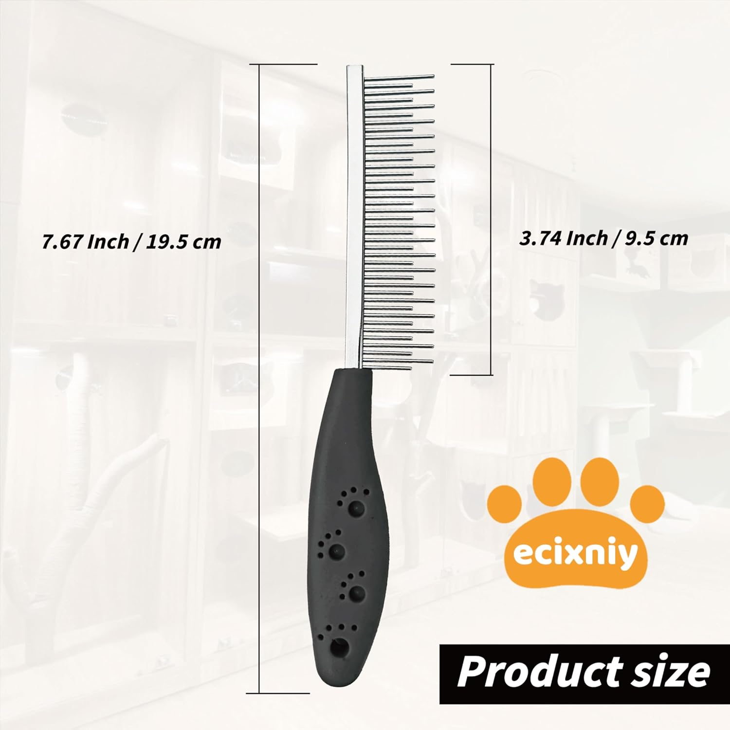 Pet Hair Buster Comb Small Pet Grooming Comb - Stainless Steel Dual Teeth Comb with Fine & Coarse Teeth for Cats, Long-Haired and Short-Haired Cats, Grooming Tool for Small Pet (Black） image number 2