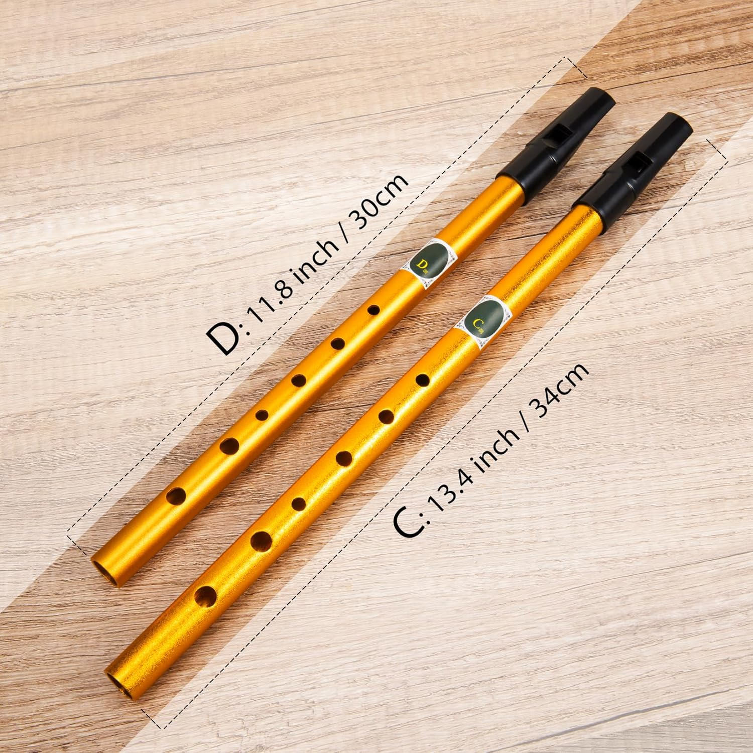 Irish Tin Whistle in Key of C, Traditional Penny Whistle for Adults & Beginners, Ideal for Celtic Folk Music, Brass Clarke Wind Instruments & Low Whistle with Music Book (Gold) image number 5