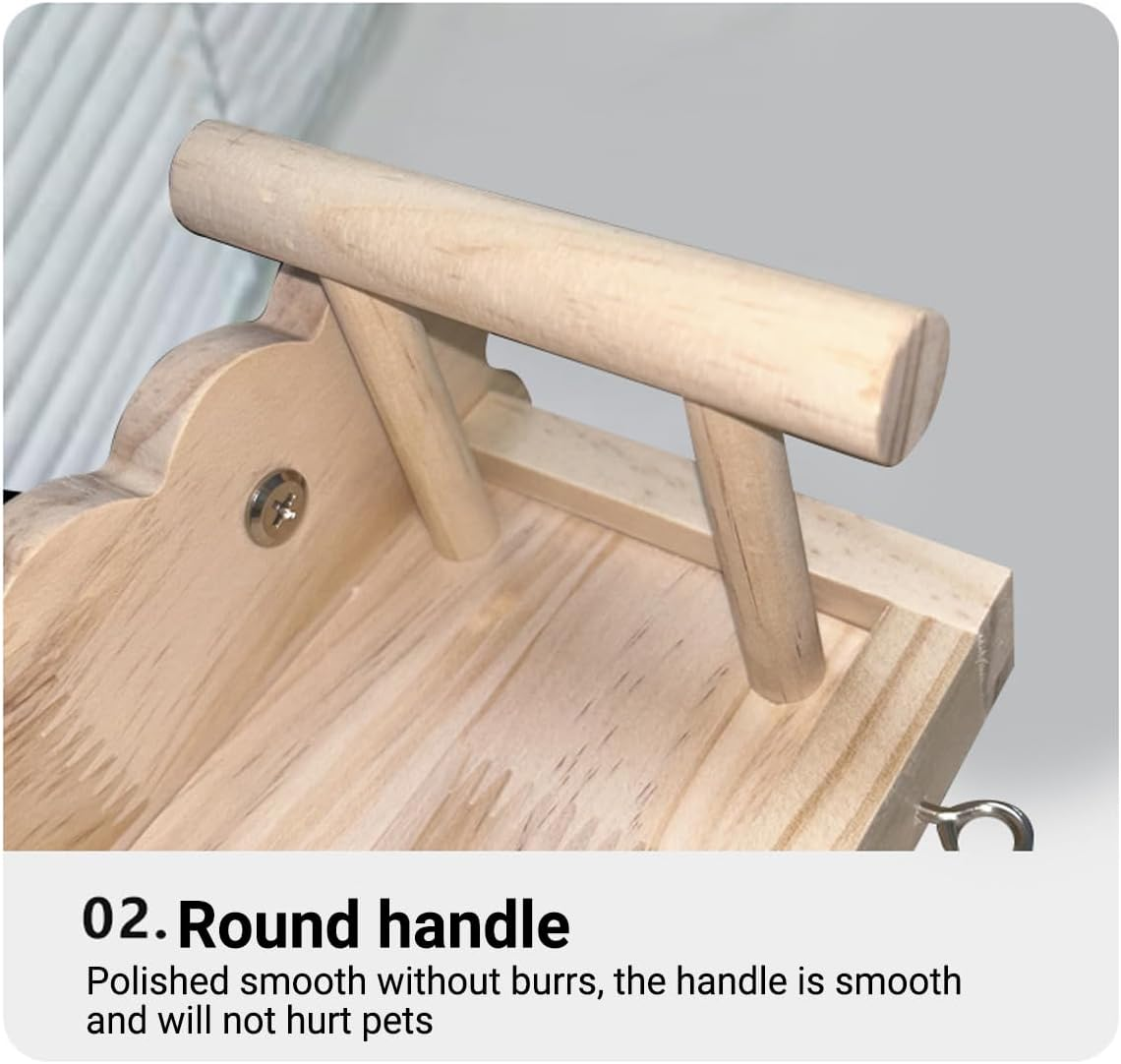 AIMALL Solid Wood Parrot Platform with Climbing Ladder 12.6X7.08X2.63In Perch Toy for Birds Budgies Cockatiels Habitat Stand Cage Accessories Natural Pine Colour image number 5