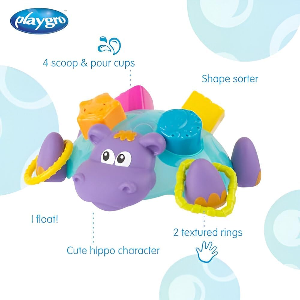Playgro Float along Hippo Shape Sorter, Water Play image number 1