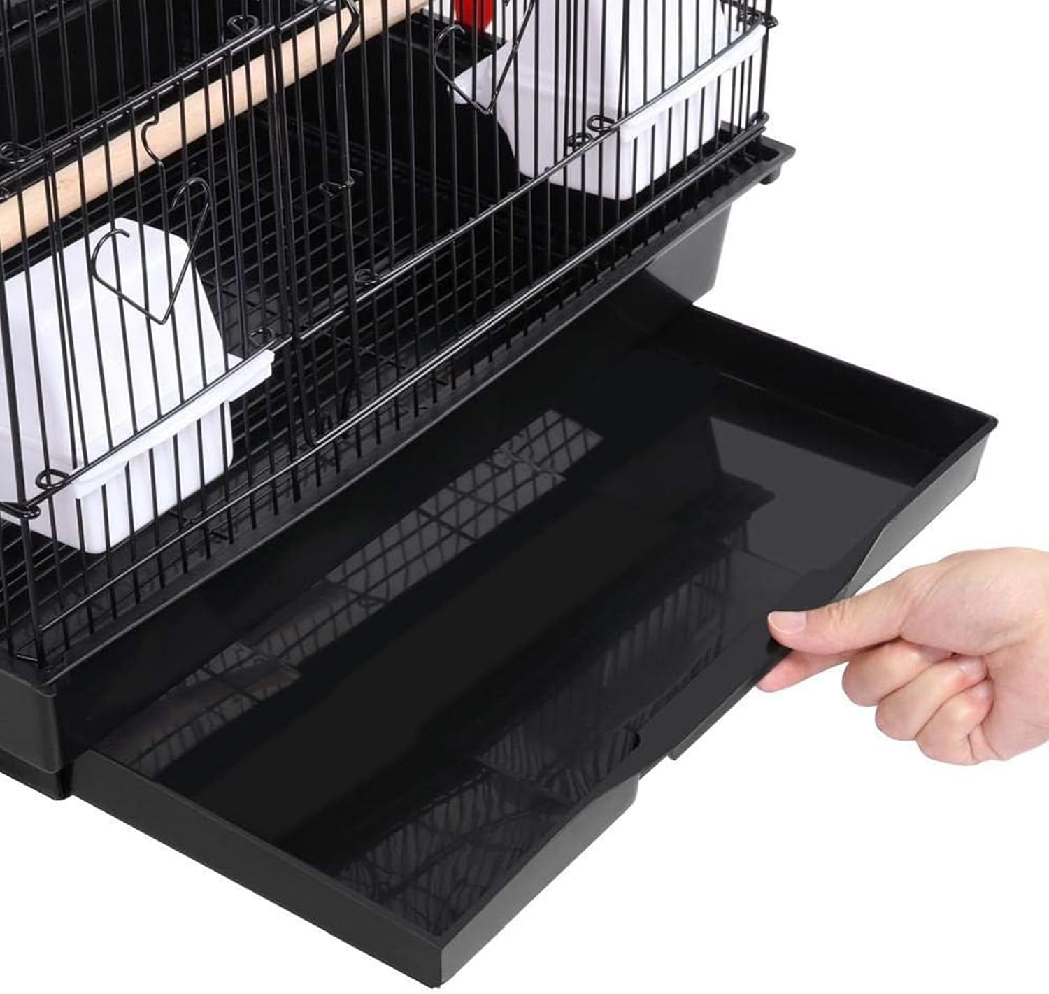 Metal Bird Cage, Large Flight Bird Cages for Conure Parakeet, Quaker Parrot, Cockatiel, Lovebird, Pigeon with Roof Top, Black 45 * 35 * 100Cm image number 5
