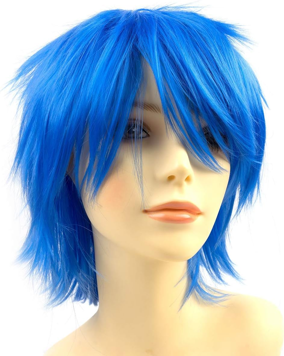 Modernfairy Anime Halloween Wig Dark Orange for Cosplay Party, Synthetic Layered Short Hair Wigs with Bangs, Pastel Wigs for Women Men