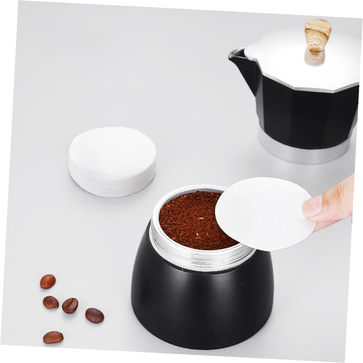 COHEALI 300Pcs Unbleached Coffee Filter Paper Espresso Filtering Paper Disposable Filter Pads for Manual Drip Coffee image number 6