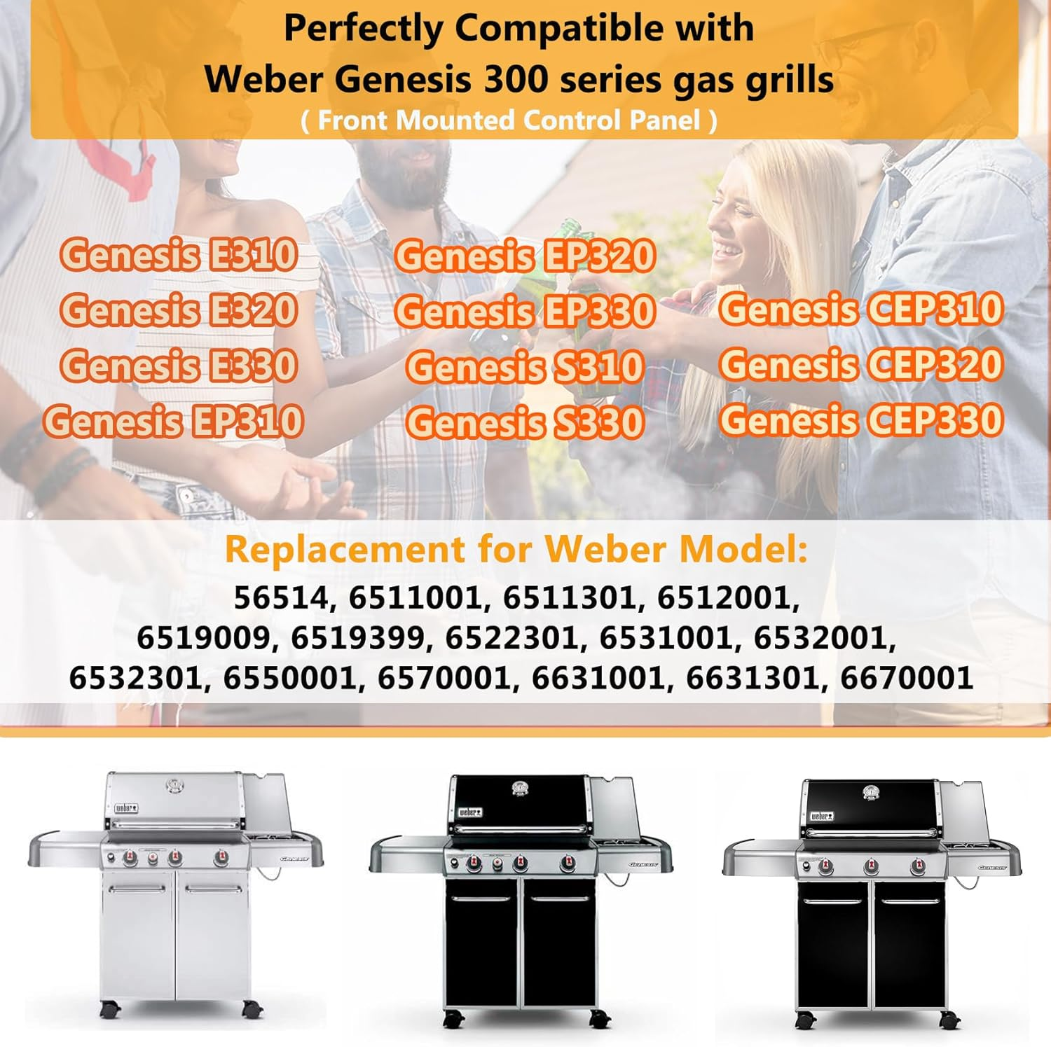 Dcyourhome Electronic Igniter Kit for Weber Genesis E-310 E320 E330 S310 S320 S330 300 Series Gas Grills(2008-2010) with Front-Mounted, (4 Outlet) image number 4