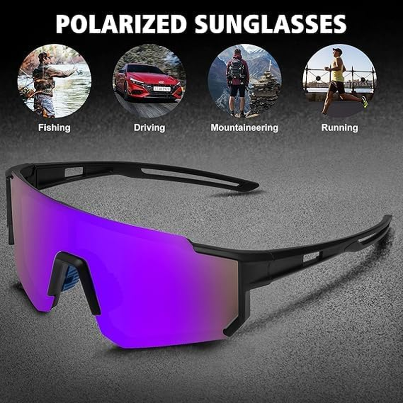 Polarized Sports Sunglasses for Men Women,Driving Fishing Cycling Mountain Bike Sunglasses UV400 Protection
