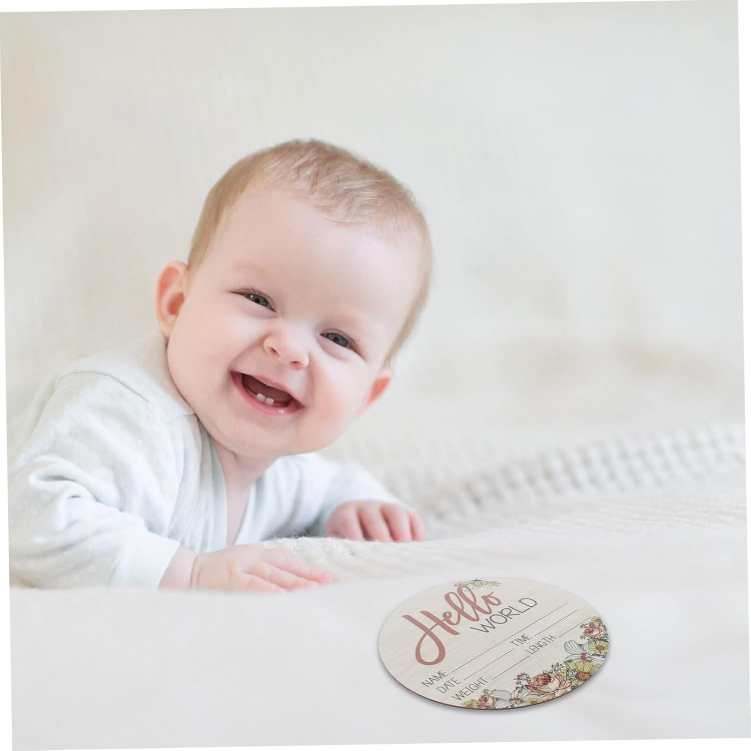 Wooden Birth Announcement Sign Photo Prop Premium Durable Material Handwrite Growth Details Newborn Welcome Plaque for Shower Nursery Decor image number 1