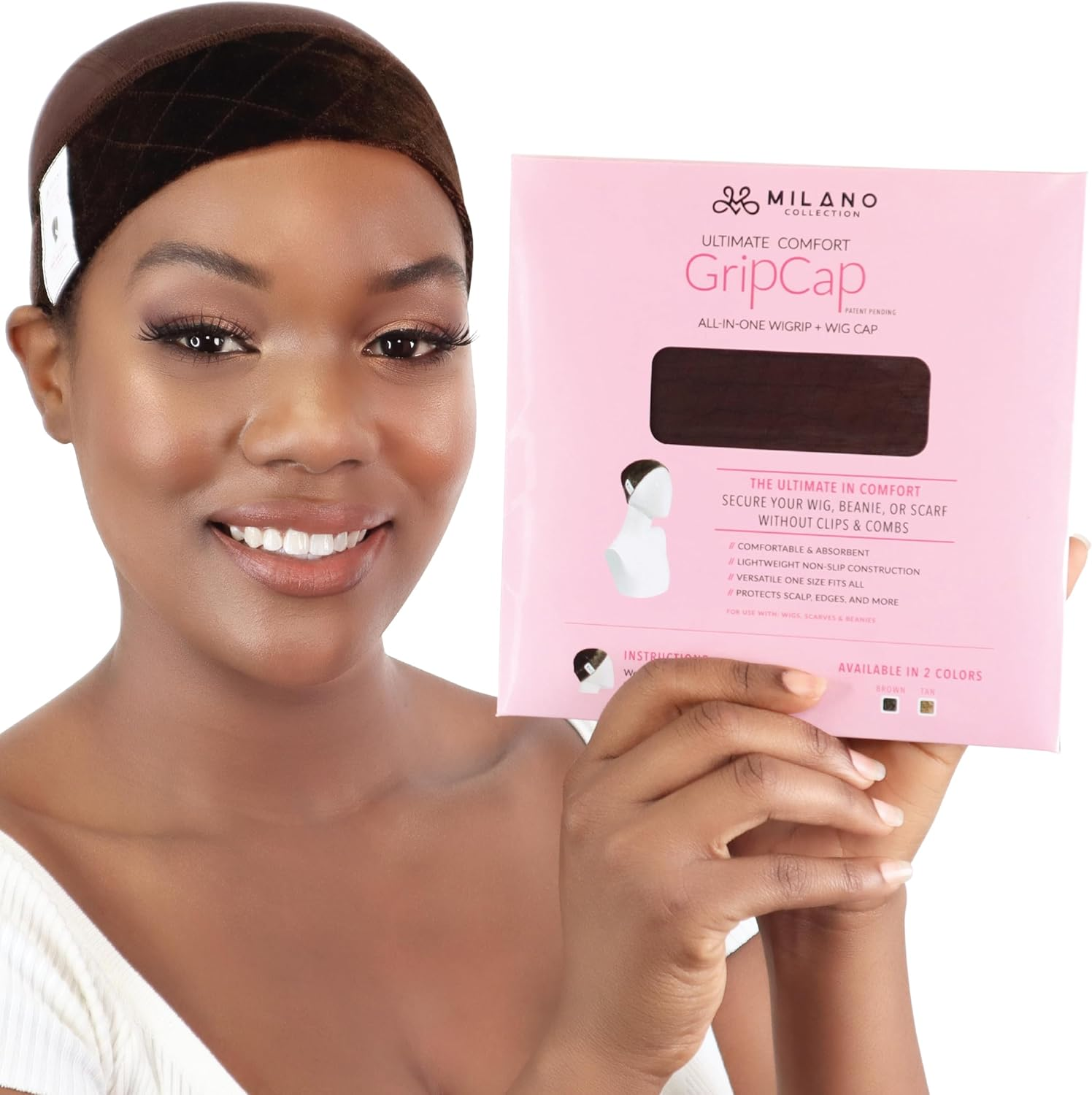 Milano Collection Lace Gripcap 2-In-1 Lace Wig Grip Band plus Wig Cap for Lace Wigs and Frontals with Reinforced Swiss Lace by HAIRLINE and PART for Seamless Transition (Patent Pending)- Nude