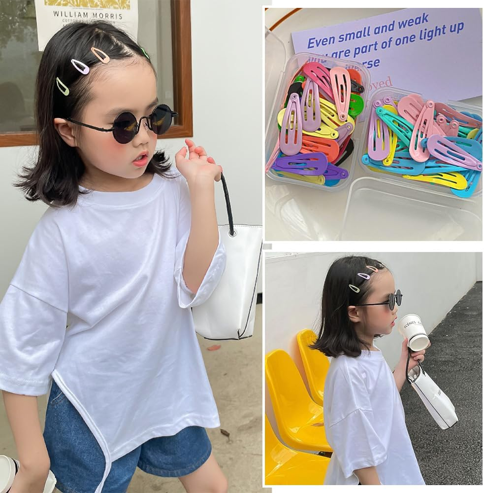 50 Pcs Snap Hair Clips, 1.2 Inch Metal Mini Barrette Hair Clips, Candy Color, for Hair Accessories, or Head Decorations image number 1