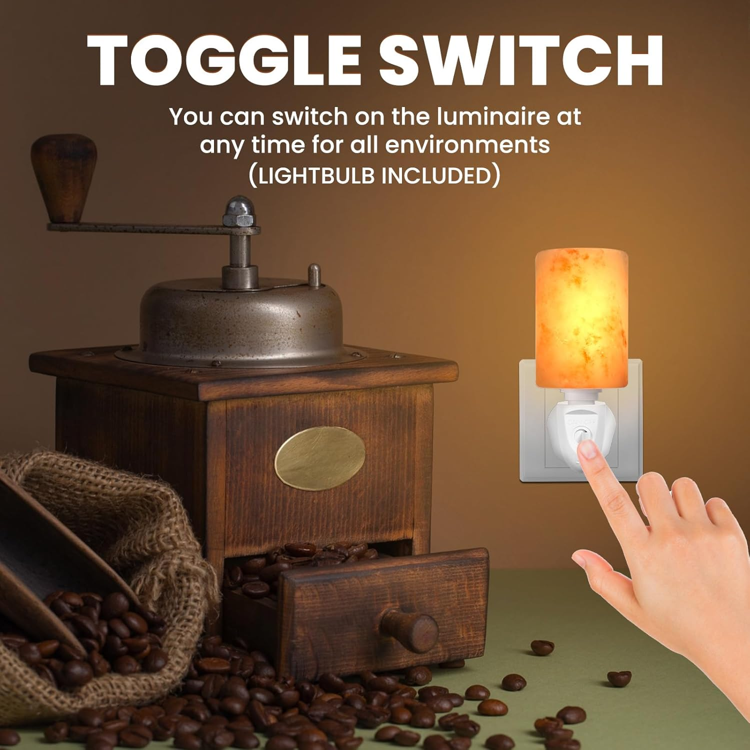 Brightark Salt Lamp Plug in Night Light with Wall Plug, Pink Crystal Rock Himalayan Salt Lamps, Bathroom Bedroom Night Light, Hand Crafted Cylinder Size, 2 Pack