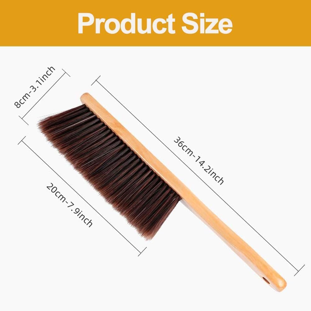 Soft Bristles Counter Brush with Wooden Handle, 2Pcs Wooden Handheld Dusting Brushes with Soft Bristles, Broom Bench Horse Hair Brush with Wood Handle,Horse Hair Brush Hand Broom Dusting Brush