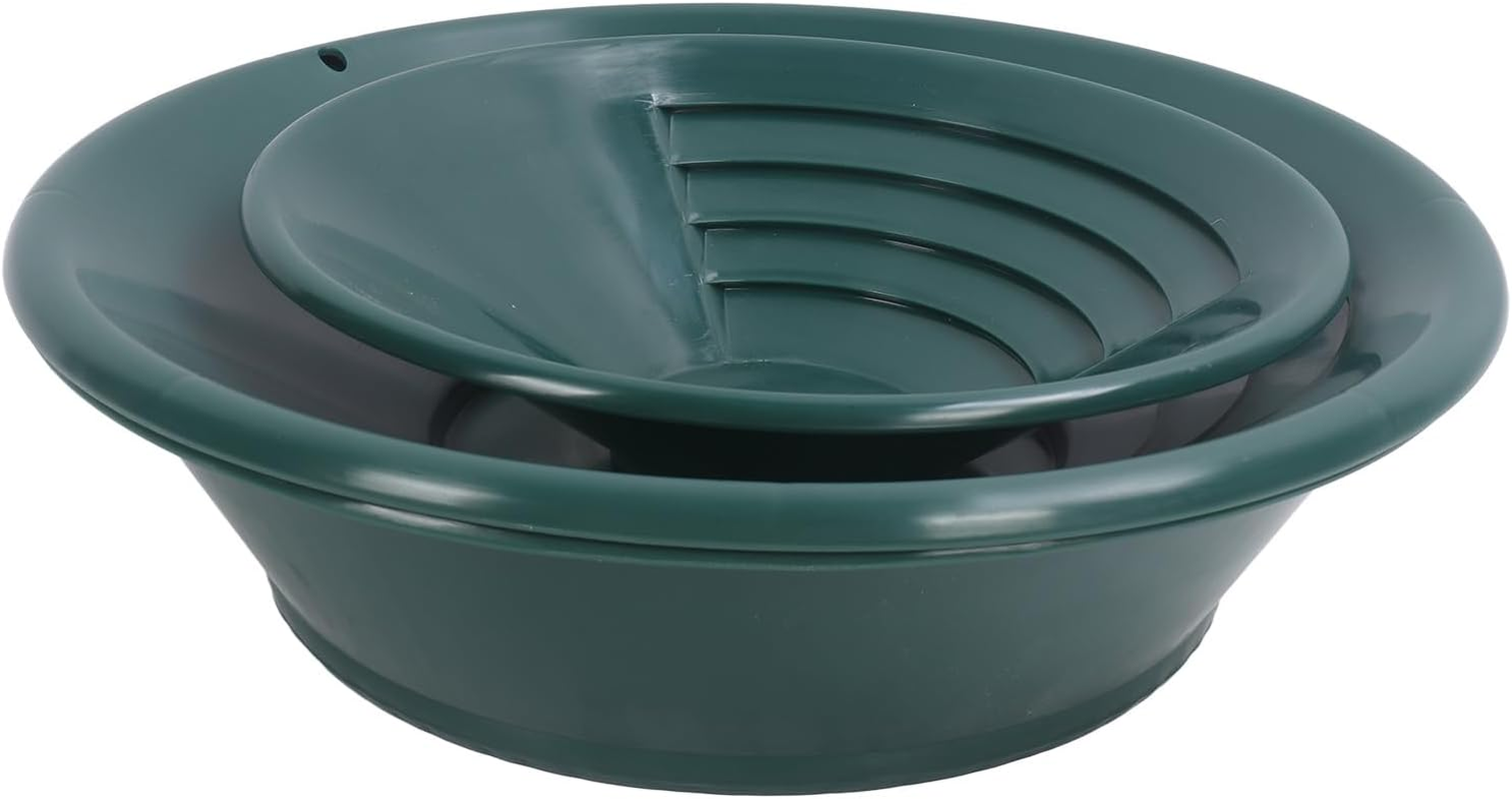 Outdoor Gold Panning Kit Including 10 Inch Small Pan, 3Pc Gold Pans, 14 Inch Medium Pan, and 13.8 Inch Gold Sifter, Make Your Own Gold Bars, Green image number 2