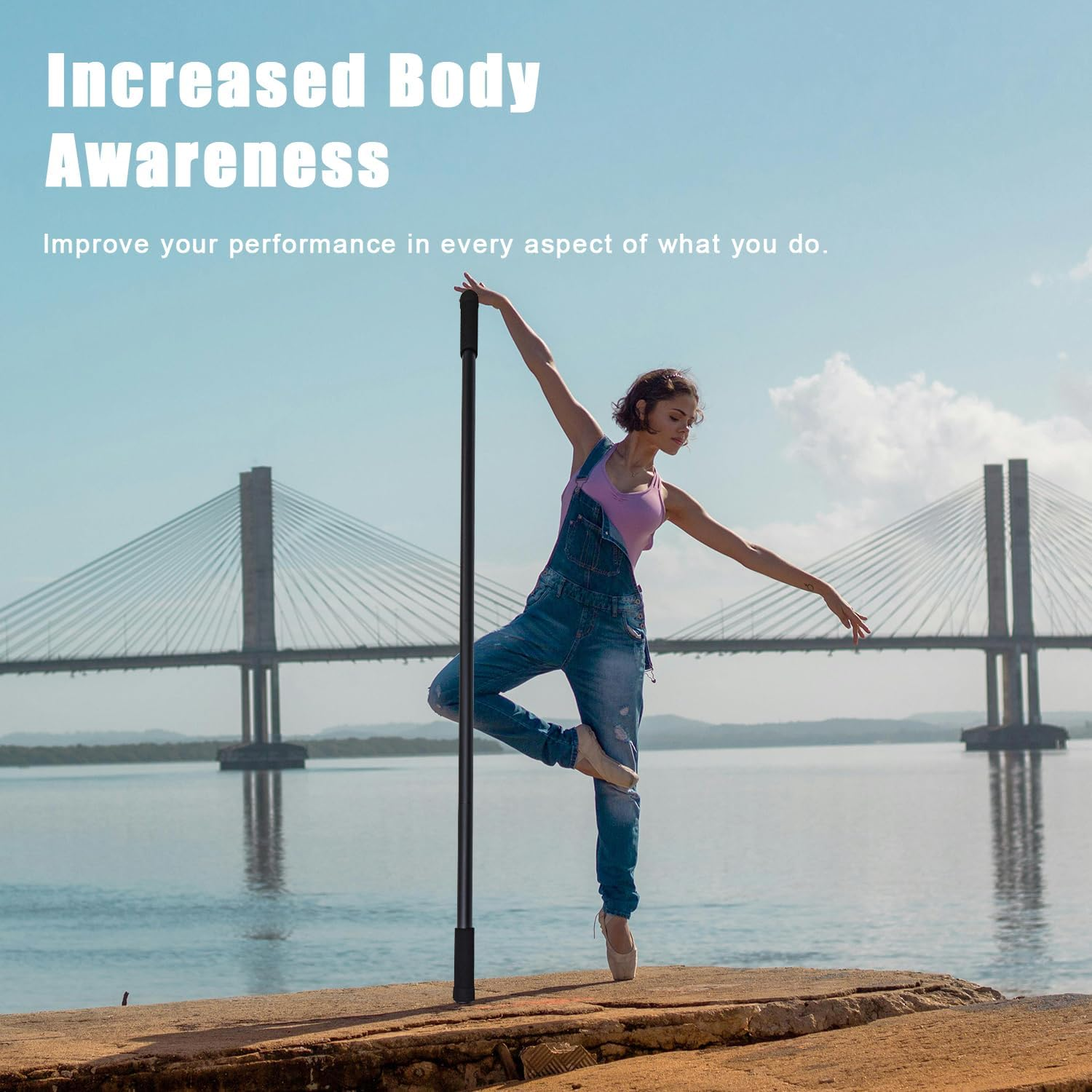 Gosknor Yoga Stick, 5Ft Adjustable Yoga Stretching Stick Stainless Steel Mobility Pole Equipment for Stretching Multifunctional Exercise Stick Accessories for Fitness, Balance, Stretching image number 1