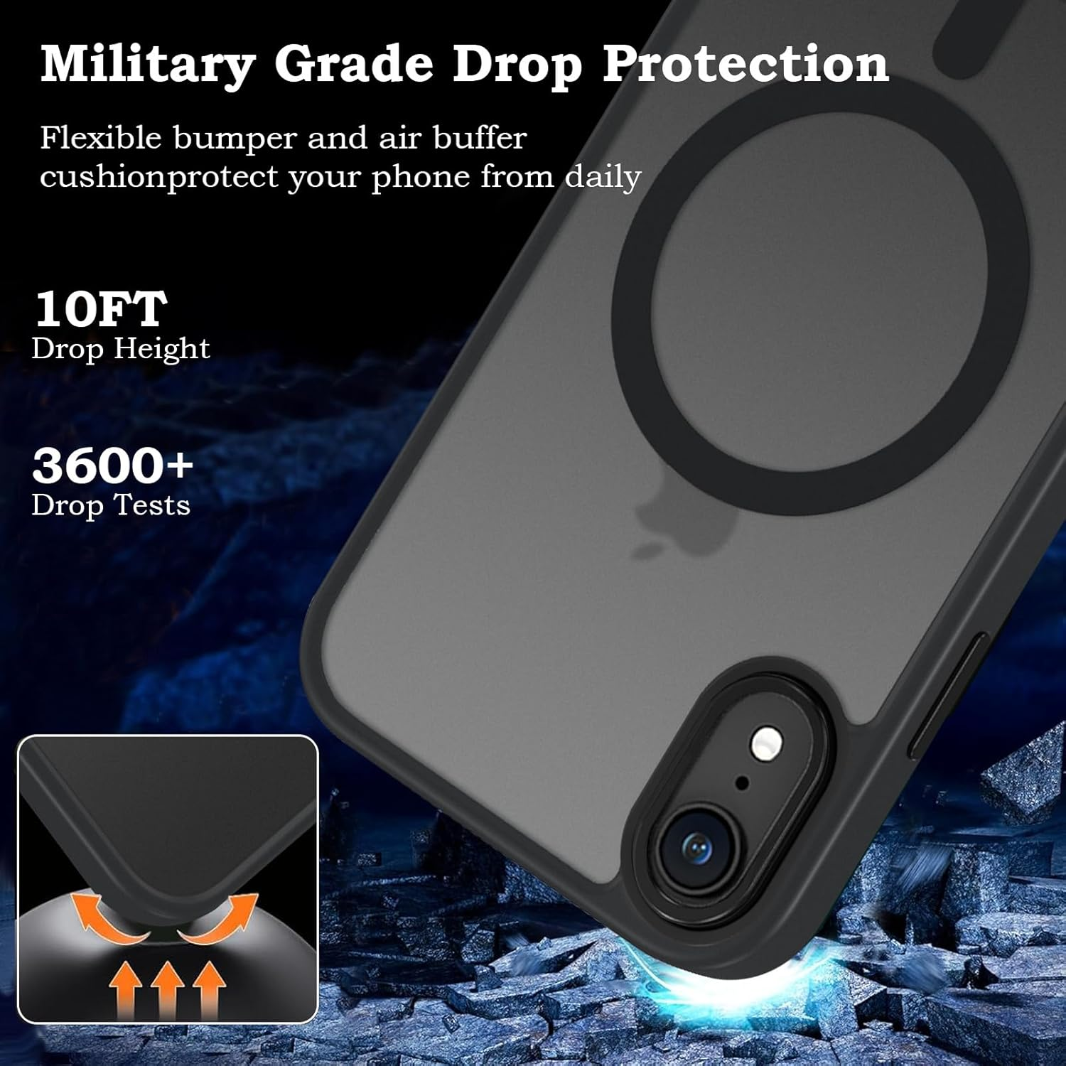 ROUMAYMAY for Iphone XR Case, Magnetic Case [Compatible with Magsafe] Military Grade Protective Slim Translucent Matte Skin Smooth Phone Case for Iphone XR Cover, Black image number 5