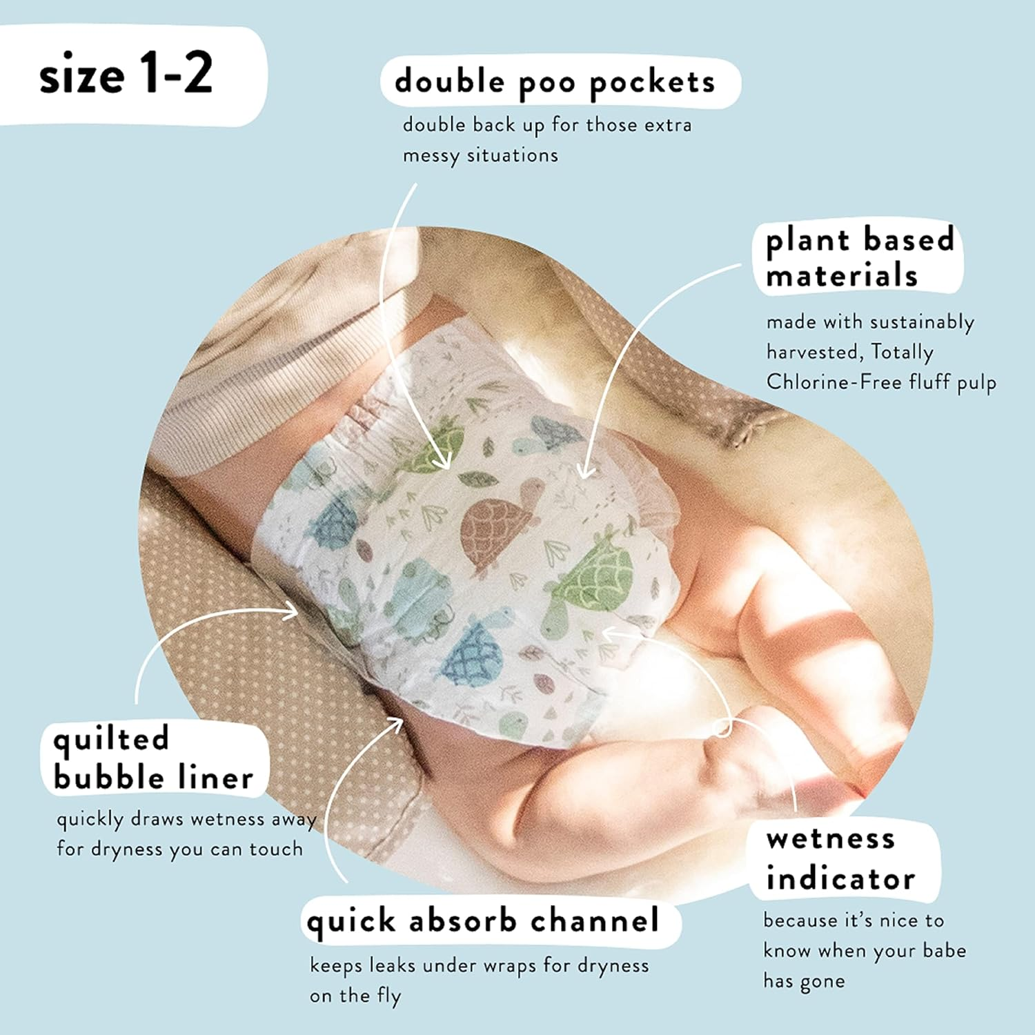 The Honest Company Club Box Diapers with Trueabsorb Technology, Painted Feathers & Bunnies, Size 2, 76 Count image number 1