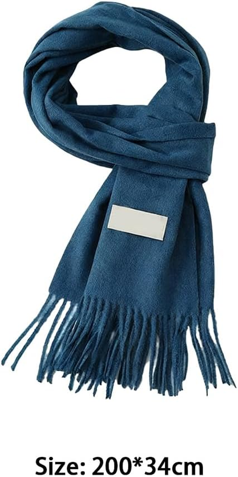 Winter Men Wool Scarf, Men'S Fall Mufflers Warm Pashmina Blue Shawls, Thick Warm, Soft Windproof Long Large Wraps 79" X 13" Suitable for Autumn Cold Weather image number 1