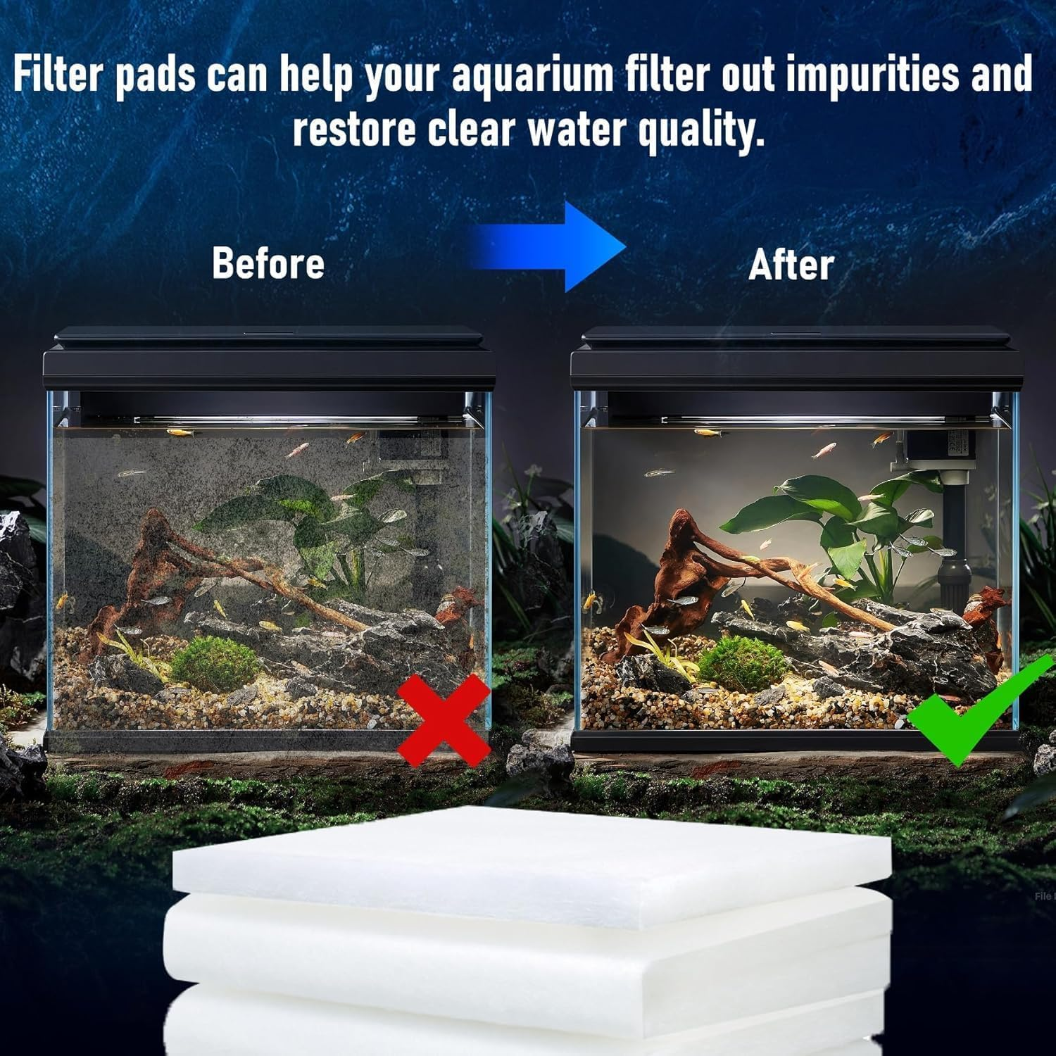 Dual Density Aquarium Filter Sponge Pad, 3M X 12Cm Aquarium Filter Media Roll for Fish Tank, Pond Filter Pad, Aquarium Filter Floss, High-Efficiency Filter Cotton for Clean & Healthy Water image number 4