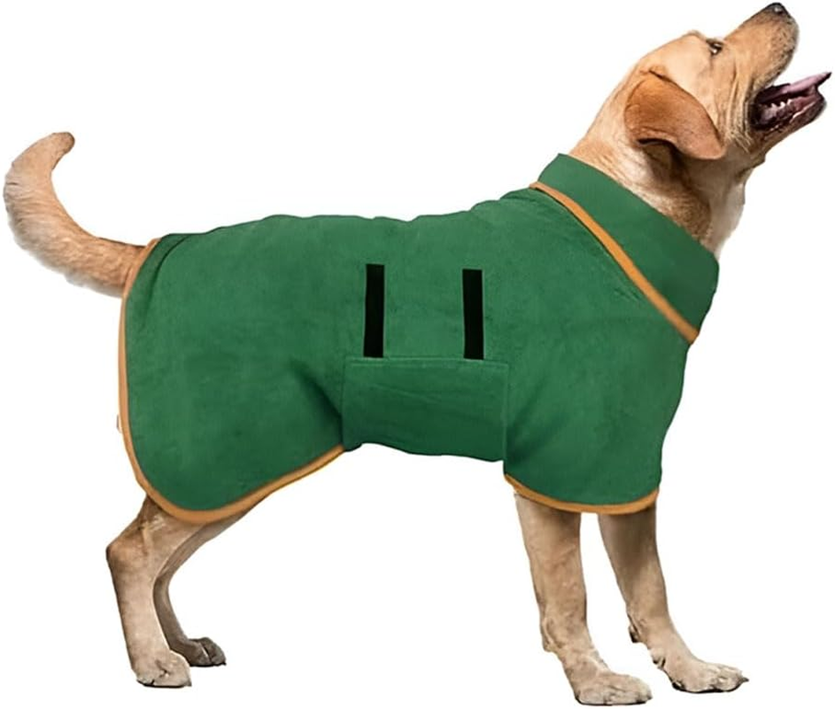 Dog Drying Coat, Microfiber Dog Towel Robe with Super Absorbent Material & Fast Drying Design, Adjustable Collar & Belly Strap for Dogs and Cats for Bath Time, Swimming & Rainy Days (Green) image number 2