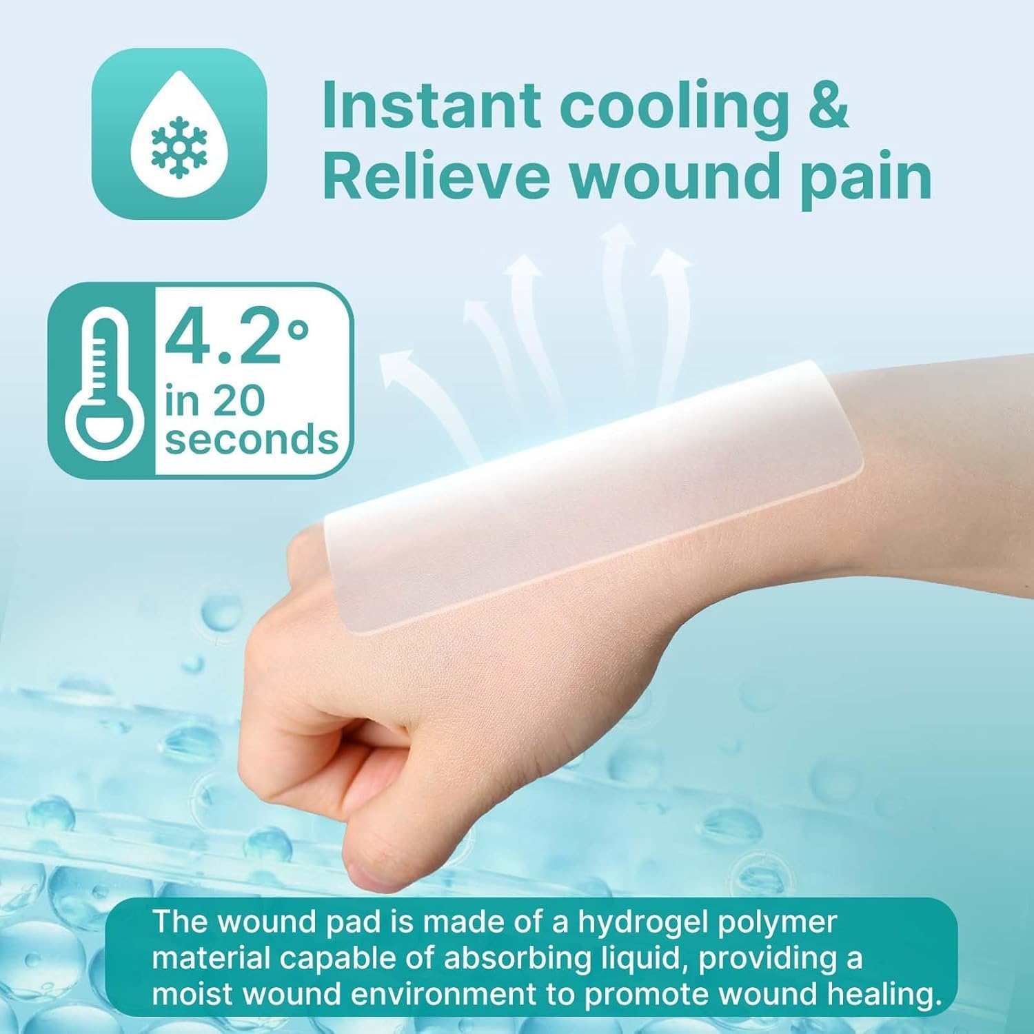 Dimora Hydrocolloid Dressing 10 Pack (7.5Cm X 7.5Cm) | Extra Strong Adhesive Waterproof Blister Plasters for Feet, Heel & Joints | Wound Care for Burns, Bedsores, Acne, Cuts | Fast Healing Gel Bandages image number 5