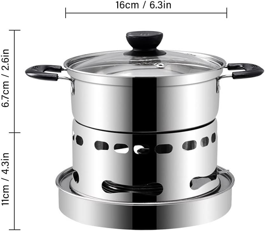 Alcohol Stove with Pot, Camping Stoves Set, Hot Pot Alcohol Stove, Portable Stainless Steel Alcohol Burning Stove for Cooking Barbecue Camping Hiking Picnic (16CM) image number 2