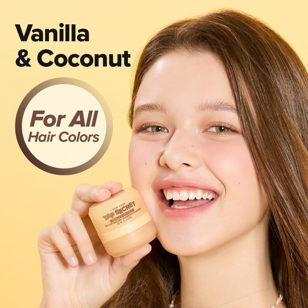 I DEW CARE Tap Secret Dry Shampoo Powder with Biotin - Tap Secret Vanilla & Coconut | Revitalizing & Volumizing, Powder Type, Travel Size, Non-Aerosol Format, Korean Ginseng, 0.24 Oz