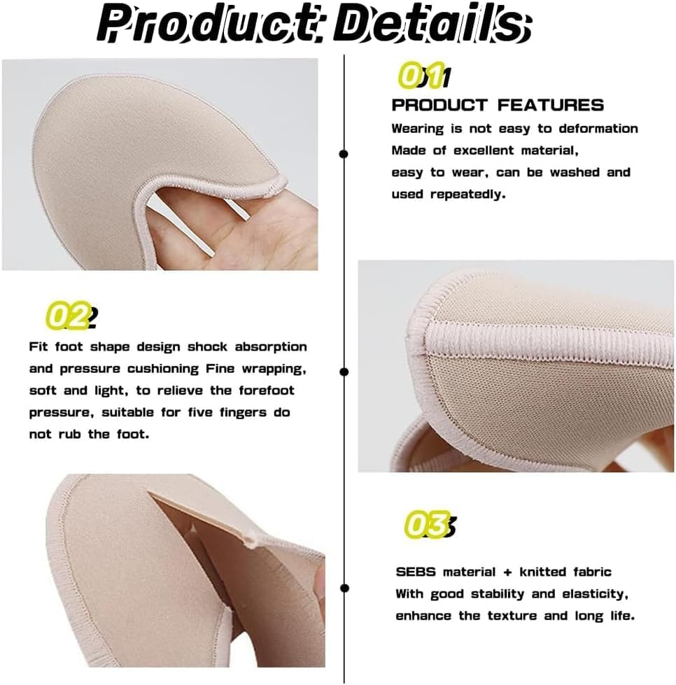 1Pair Ballet Dance Pointe Shoe Socks Pad, Knitted Fabric Toe Cap Cover,Toe Pouches Pad, Foot Pads Protect Toe Pouches Pads,Relief Forefoot Pain Point Shoes Ballet Slipper (B) image number 4