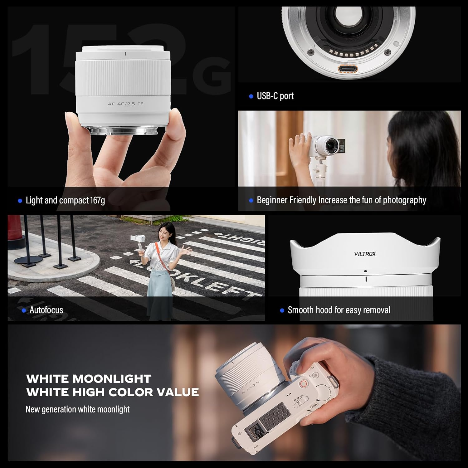 VILTROX 40 Mm F2.5 Autofocus Lenses Full Frame for Sony E Mount STM Camera Lenses Standard Camera Lenses Large Aperture Compatible with Sony A7 A7C A7Iii A7Riii A7Riv A7Rv A9 A6100 A6400 A6700 (White)