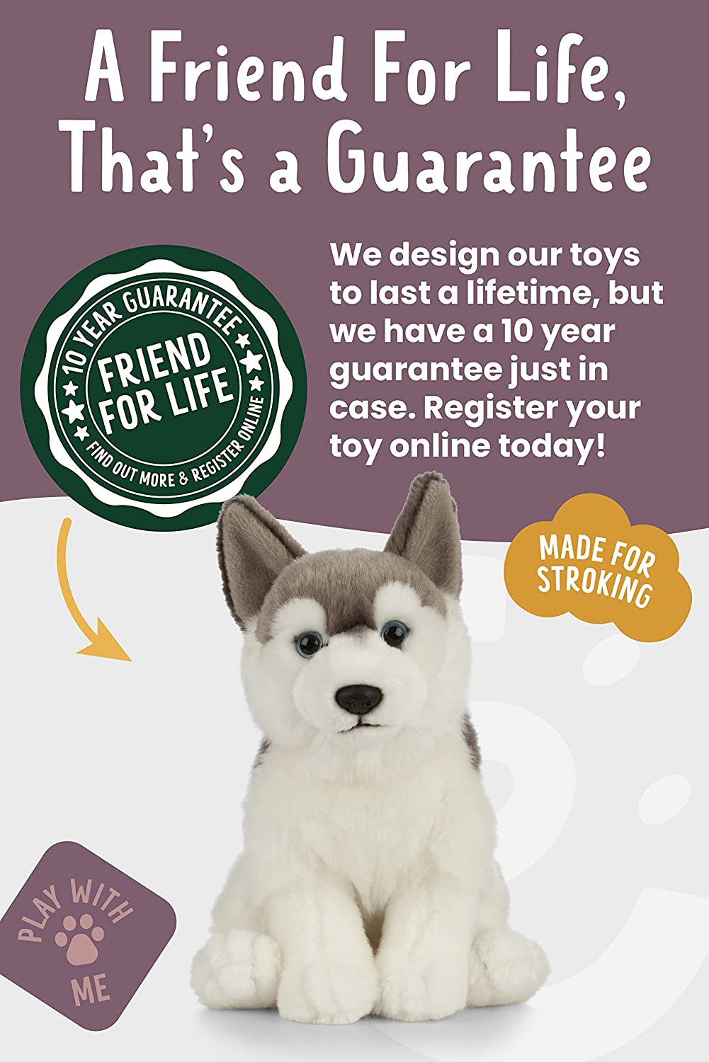 Living Nature Soft Toy - Plush Husky Dog (20Cm) image number 3