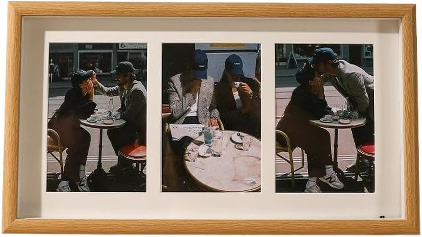 Signature Collection Collage Picture Frame, 4X6 Photos, Wall Display, Shatter-Resistant Glass (Wood Color, 3 L)