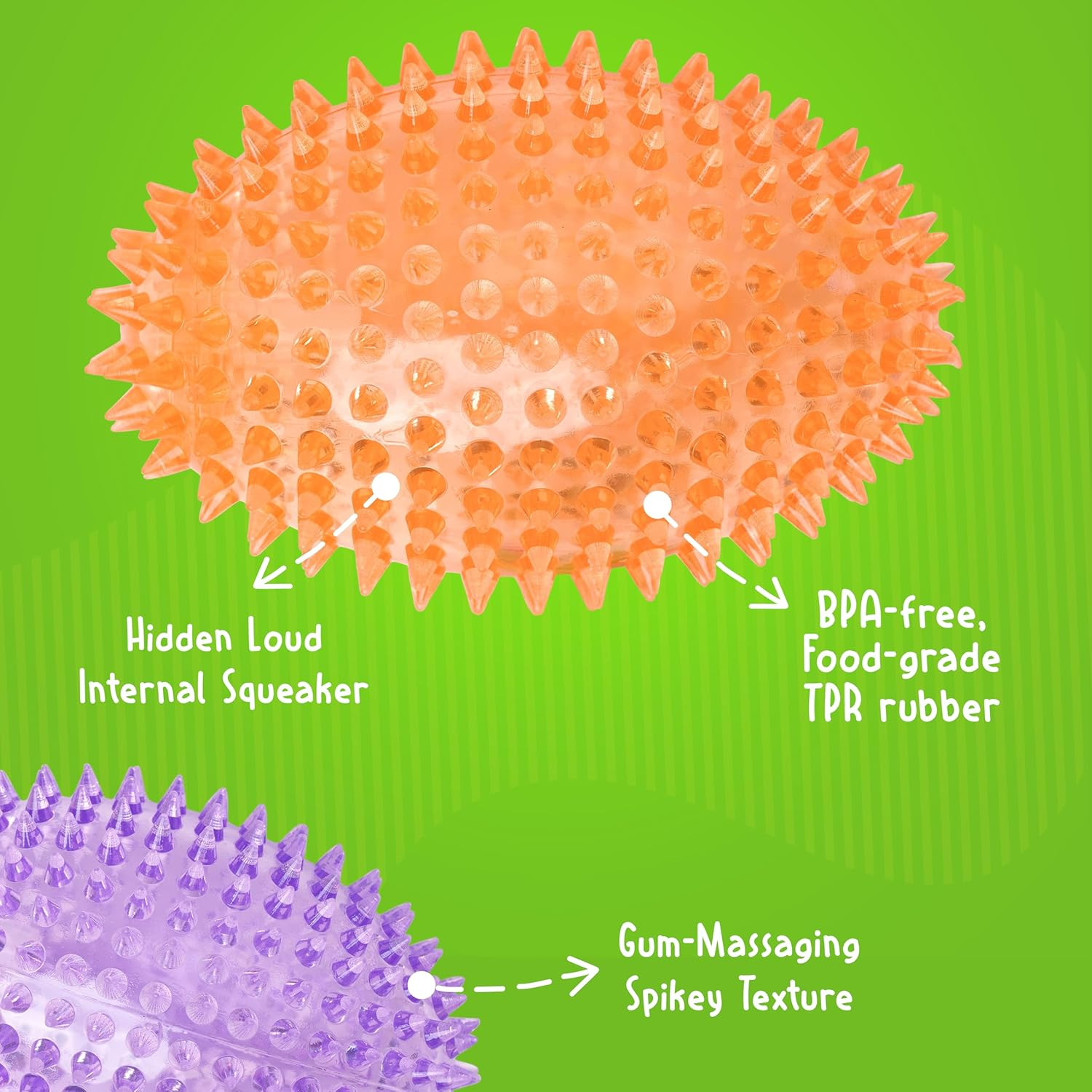 Gnawsome&trade; 4.5&rdquo; Spiky Squeaker Football Dog Toy - Large, Cleans Teeth and Promotes Good Dental and Gum Health for Your Pet, Colors Will Vary,All Breed Sizes image number 1