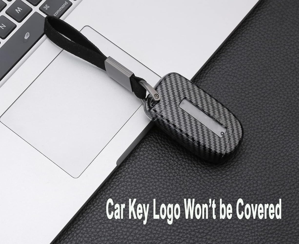 5 Buttons Carbon Fiber Style Key Fob Cover Case Fit for Jeep Grand Cherokee Renegade Chrysler 200 300 Dodge RAM Durango Charger Challenger Journey Dart Fiat Keyless Entry Remote Case Holder (Black) - Blue image number 7