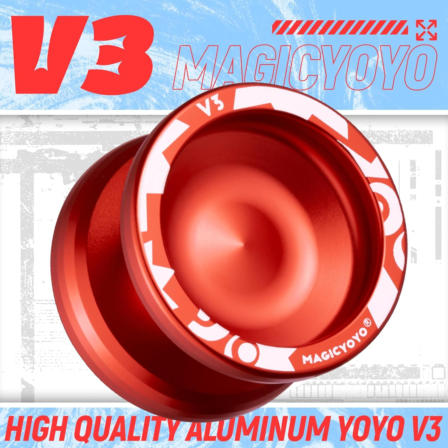 MAGICYOYO V3 Professional Responsive Yoyo for Kids, Alloy for Beginners, Replacement Unresponsive Bearing for Advanced Players + 12 Strings, Bearing Removal, Axle, Case (Red) image number 1