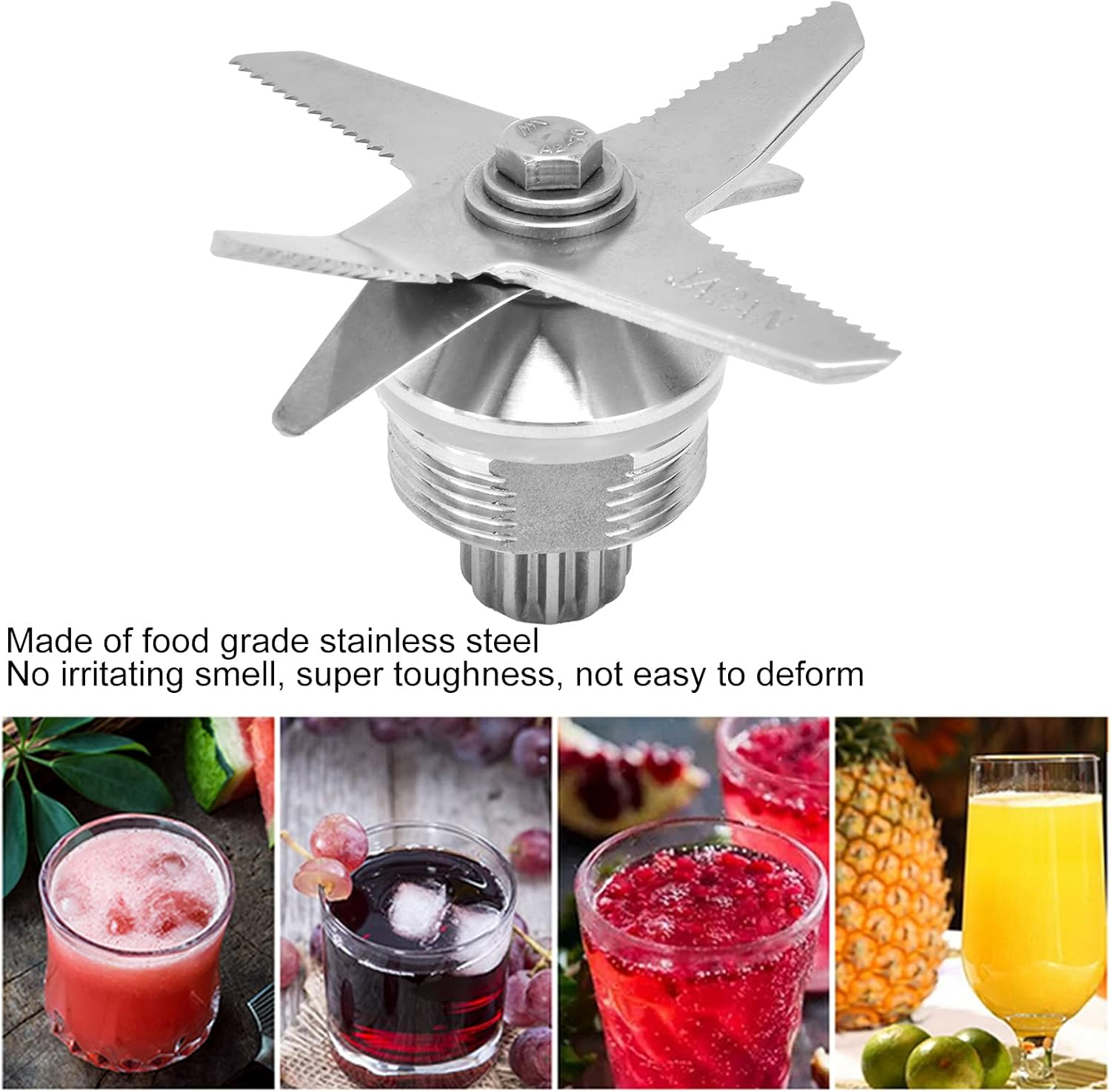 Blender Blade Assembly, Premium Stainless Steel Blender Replacement Parts, 6 Fins Juicer Extractor Blade Compatible with Vitamix & Biolomix Blender Standard Containers image number 6
